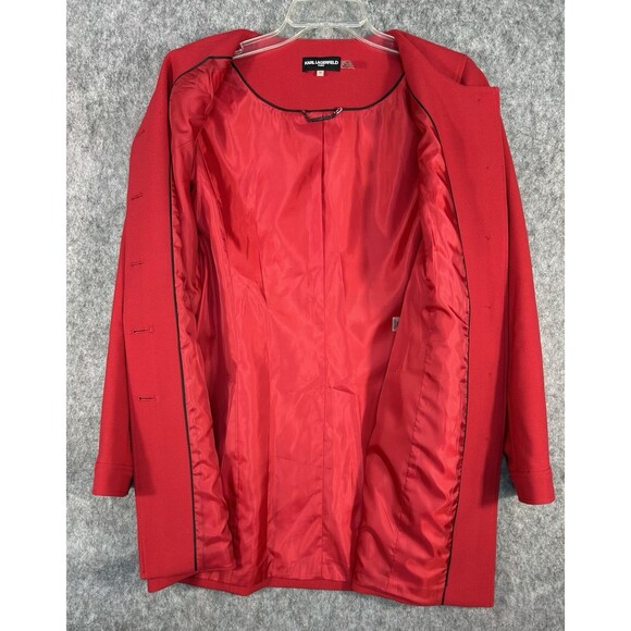 Karl Lagerfeld Women's Long Jacket Blazer Size 12 Red - Picture 3 of 10